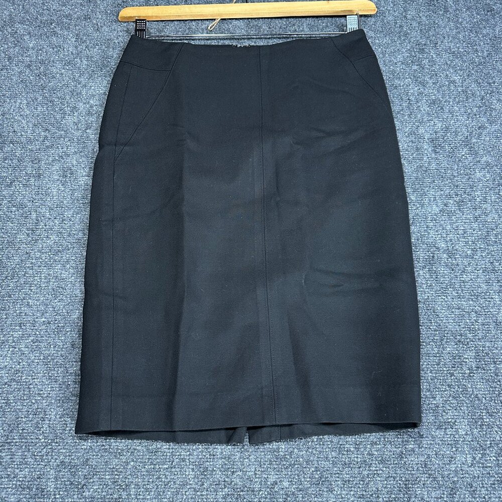 LOFT Skirt Womens 2 Pencil Black Stretch Lined Back Zip Back Vent Business